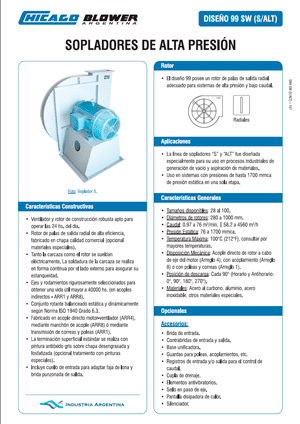 Catálogo de Sopladores de Alta Presión y Bajo Caudal - D99 SW
