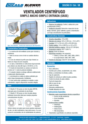 Catálogo de Línea de Ventiladores Centrífugos Airfoil - D51 SW y D51B SW